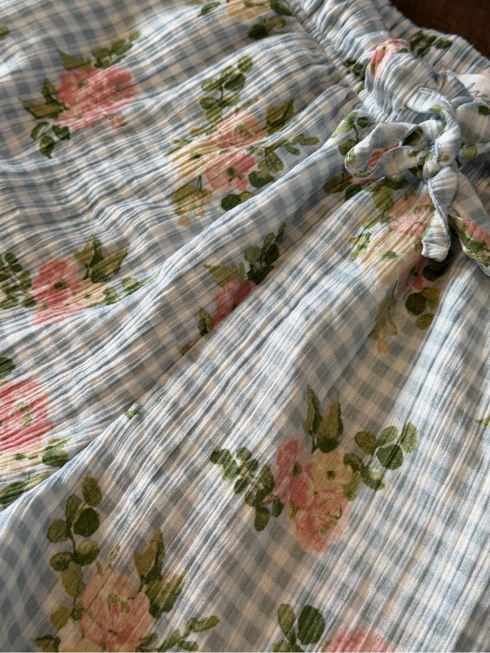 Berkshire Light Blue Gingham Floral High-Waist Shorts - Picture 3 of 5